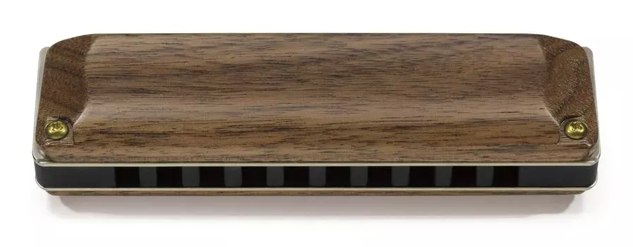 SUZUKI 10-Hole Harmonica, MANJI Wooden Cover Model M-20W, E Key