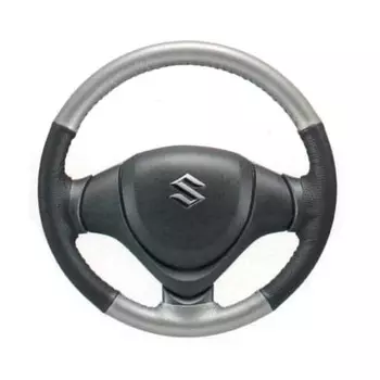 SUZUKI Genuine Parts Hustler Genuine Leather Steering Wheel Cover 2 Tone (Black/Silver) B9DT99000-99034-T55