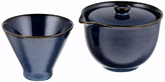 Suzuki Mino ware Hohin teapotteapot set Sea cucumber blue 7128-0570 Hohin - approx. 180ml, Sencha bowl - approx. 120ml