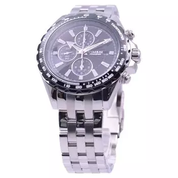 СВАЛЬБАЛ Мужская SV09-MBK (Пламя Солнца) Круглые часы из серебристой нержавеющей стали с несколькими стрелками, аналоговые