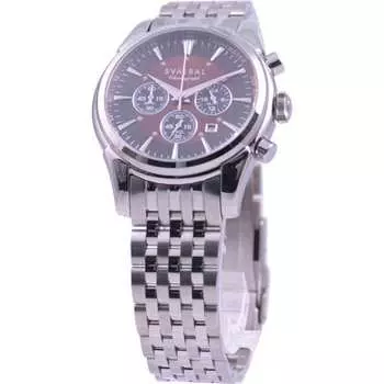 СВАЛЬБАЛ Мужская SV11-MBR (Кварцевые мужские часы Sun Flame) Круглые часы серебристые с несколькими стрелками аналоговые