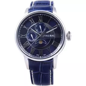 СВАЛЬБАЛ Мужская SV15-LBL (Пламя Солнца) Круглые часы из синей нержавеющей стали с несколькими стрелками, аналоговые