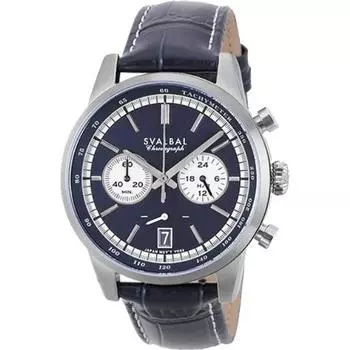 СВАЛЬБАЛ Мужская SV16-LBL (Пламя Солнца) Круглые часы из синей нержавеющей стали с несколькими стрелками, аналоговые
