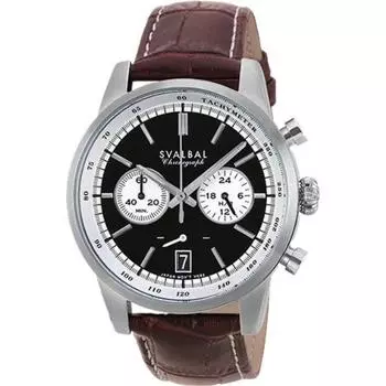 СВАЛЬБАЛ Мужская SV16-LBR (Пламя Солнца) Круглые часы из коричневой нержавеющей стали с несколькими стрелками, аналоговые