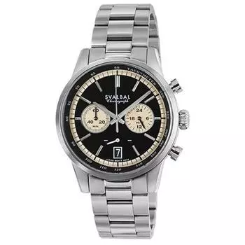 СВАЛЬБАЛ Мужская SV16-MBK (Мужские часы хронограф Sun Flame) Круглые часы из серебристого нержавеющего металла