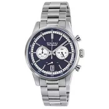 СВАЛЬБАЛ Мужская SV16-MBL (Мужские часы хронограф Sun Flame) Круглые часы из серебристого нержавеющего металла