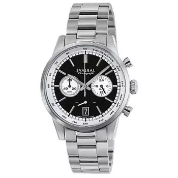 СВАЛЬБАЛЬ Мужская SV16-MWB (Мужские часы хронограф Sun Flame) Круглые часы из серебристого нержавеющего металла
