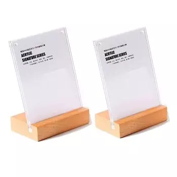 SVIAO Pop Price Desk Menu Transparent Wooden Price Tag Price Tag Sign Double Promotional Advertising Card 2 Pieces Stand, Stand, Stand, Stand, Stand,