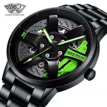 SVJ Genuine TE37 Wheel Hub Watch Трехмерный полый вращающийся стол Стол для модификации автомобиля Водонепроницаемые светящиеся механические мужские часы