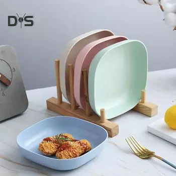 SW Бытовая пшеничная солома, небьющиеся закуски, тарелка с фруктовыми косточками, квадратная салатница зелёный