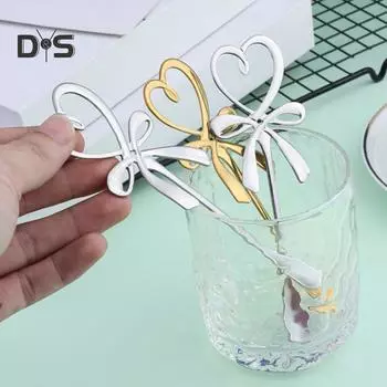 SW Нержавеющая сталь Love Bow Кофейная ложка для перемешивания Кофейная ложка Банкетный подарочный декор серебряный