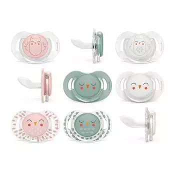 Swabinex Bonomia профилактика укусов анатомического типа скользкий (силиконовый) 9 типов, выберите 1, корейские детские товары Step 1 Owl Mint