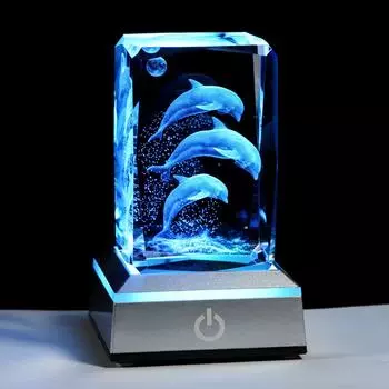 Свадьба Популярный подарок для мужа K9 Crystal Dolphin LED Light Base USB зарядка на день рождения, годовщину, женщин, жену, девушку, [Подлинный продукт]