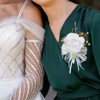 Свадебная бутоньерка, брошь, булавка для костюма невесты, романтический жених, цветок, жених белый