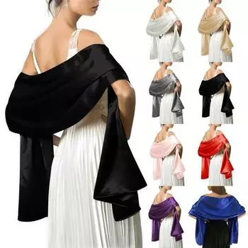 Свадебная церемония танцевальный бал женский атласный платок для девочек вечерняя вечеринка банкет выпускной длинный шарф простой дизайн сплошной цвет S