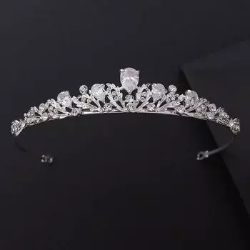 Свадебная циркониевая корона-обруч, гальванизированная толстая серебряная корона-обруч, циркониевые головные уборы, аксессуары для волос