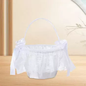 Свадебная цветочная корзина с лепестками, легкая, украшенная кружевом, элегантная, для подружки невесты