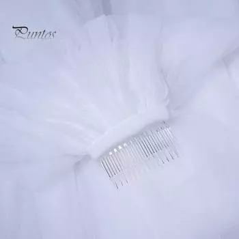 Свадебная фата, двухслойная, однотонная, с ленточным краем, свадебная фата из мягкого сетчатого материала, выпускной, косплей, фата с гребнем белый