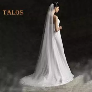 Свадебная фата из сетки, однослойная, очень длинная, свадебная, банкетная, красивая, для невесты, вечерняя фата с гребнем, аксессуары для одежды белый