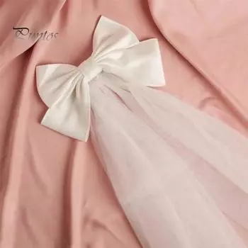 Свадебная фата из сетки с бантом, двухслойная сетка, сказочный эффект, свадебный головной убор, идеальный свадебный аксессуар белый