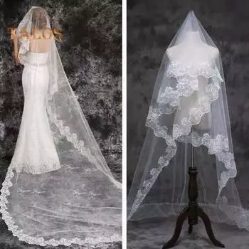 Свадебная фата однослойный кружевной вышитый головной убор длинный стиль платье соответствующий свадебный головной убор фотосессии реквизит 150 - mm белый