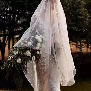 Свадебная фата с искусственным жемчугом, белая сетчатая однослойная свадебная фата, свадебный головной убор, аксессуары для волос 1.2M