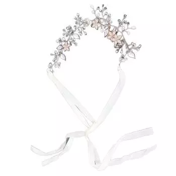 Свадебная хрустальная повязка на голову изысканный дизайн с цветочным листом мягкий головной убор из ленты для свадьбы дня рождения