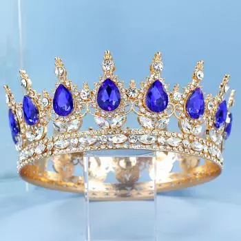 Свадебная корона Головной убор Корона Аксессуары Королевские аксессуары для волос Свадебные аксессуары Полная круглая корона 13CM