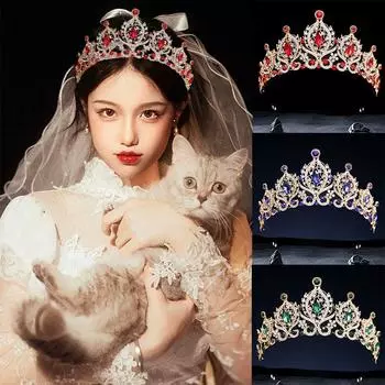 Свадебная Корона Головной Убор Невесты Роскошные Горный Хрусталь Свадебный Ужин Свадебный Стиль Корона