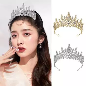 Свадебная корона Роскошные бриллиантовые свадебные аксессуары для платья Свадебный головной убор для дня рождения Корона для вечеринки Аксессуары для волос золотой