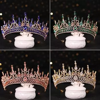 Свадебная корона украшение для волос синяя рейнская каменная корона роскошное банкетное платье корона свадебное золотое украшение для волос свадебный головной убор