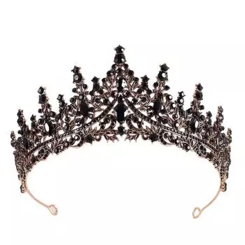Свадебная Корона в стиле барокко, ретро, черный кристалл, корона принцессы на день рождения, свадебный головной убор невесты, аксессуары для торжественного платья