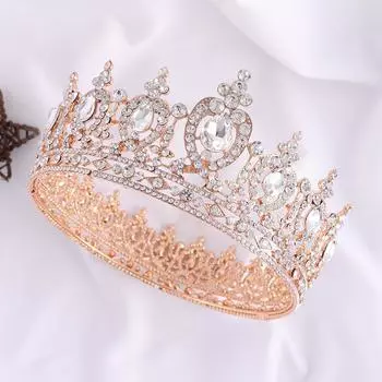 Свадебная корона в стиле барокко в стиле ретро, круглая корона в форме сердца со стразами, аксессуары для свадебного платья