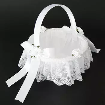 Свадебная корзина для девочек-цветочниц со стразами, белая