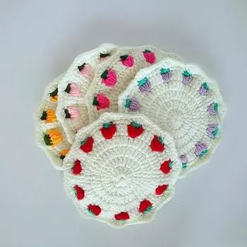 Свадебная кухня ручной работы клубника чашка подставка под стол коврик для стола подставка под приборы круглая чашка вязаный чайный коврик крючком 17x17cm