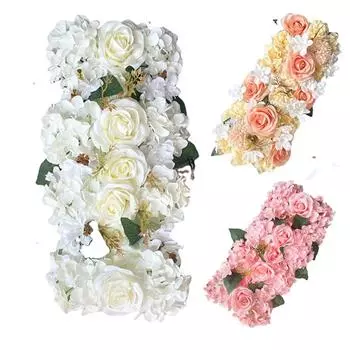 Свадебная напольная цветочная композиция Имитация шелкового цветка Готовое цветочное украшение Цветочная композиция Т-образный стол Дорожный путеводитель Свадебное цветочное искусство 50*25cm белый