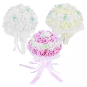 Свадебная невеста держит цветы Искусственные цветы Букет роз Свадебные принадлежности Украшения White