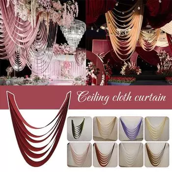 Свадебная потолочная занавеска из ткани, 6 слоев, волнистая занавеска, драпировка, ткань, драпировка, день рождения, церемония, прием, настенный декор
