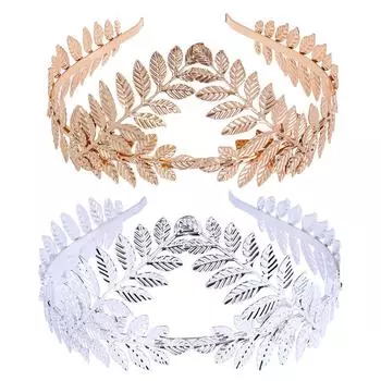 Свадебная повязка на голову, 2 шт., металлический лист из сплава, Корона, повязка на голову с виноградной лозой, Тиара в виде листа, свадебный головной убор, подружка невесты P Gold + silver