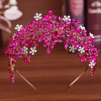 Свадебная повязка на голову, роскошная плетеная повязка на голову со стразами ручной работы, свадебное платье, свадебная повязка на голову, аксессуары для волос розы красного