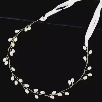 Свадебная повязка на голову с жемчугом Туан Мин: Элегантный европейско-американский свадебный аксессуар золотой