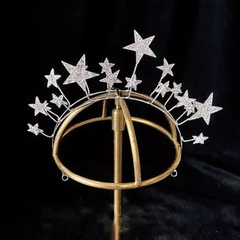 Свадебная прическа со звездой, обруч для волос в корейском стиле, Корона, свадебные аксессуары для волос, повязка для волос со стразами