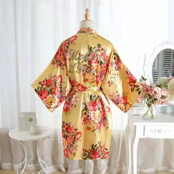 Свадебная серия Пион Мать невесты Мать невесты Имитация Шелковый макияж Халат Утренний халат Модный темперамент Элегантный халат One size