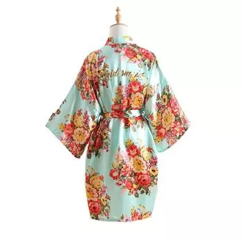 Свадебная серия Пион Подружка невесты Подружка невесты Имитация Шелк Предсвадебный макияж Халат Утреннее платье Мать Мода Темперамент Элегантный халат One size