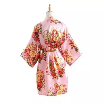 Свадебная серия Пионовый принт Мать невесты Имитация шелка Предсвадебный макияж Халат Утреннее платье Мода для матери Темперамент Элегантный халат One size