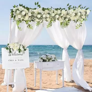 Свадебная шелковая цветочная композиция, украшение на День святого Валентина искусственными цветами, очень подходит для оформления входов в отель цветочными стенами 100cm белый