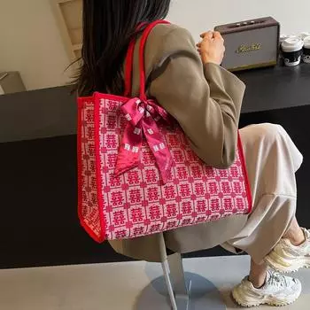 Свадебная сумка большой вместимости Happy wedding, женская, 2024, новая свадебная сумка, красная сумка через плечо