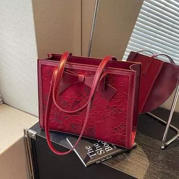 Свадебная сумка Свадебная сумка 2024 года новая большая вместительная китайская жаккардовая сумка через плечо премиум легкая роскошная свадебная сумка красный