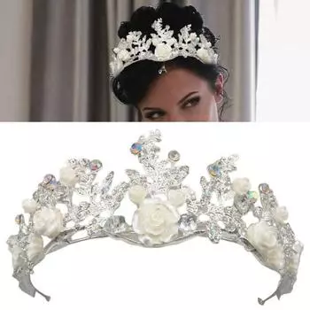 Свадебная тиара, элегантный подарочный головной убор, модный цветок в форме листьев, повязка на голову с короной для волос невесты, аксессуары золотистый