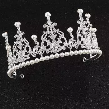 Свадебная тиара, цветы на день рождения, большая корона, жемчуг, корейские орнаменты, украшение для торта, запеченные бриллианты.